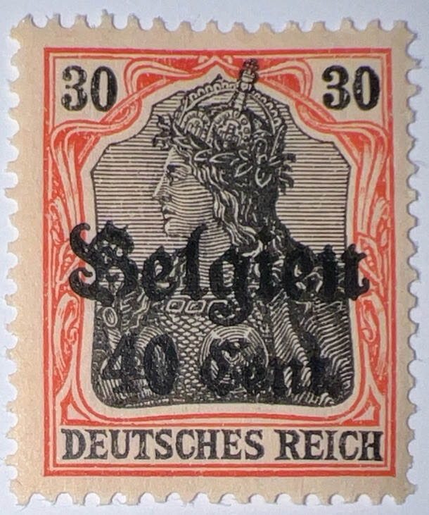 Travelstamps: Germany Offices in Belgium Stamps 30pf w/ 40c OP MOGH Wmk