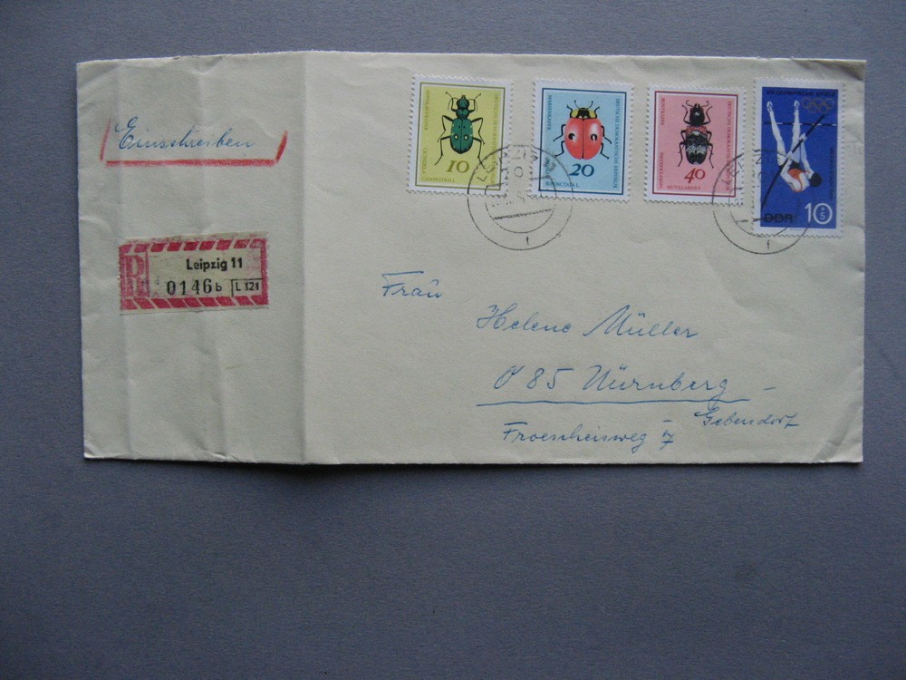 GERMANY DDR, R-cover 1968, insect lady beetle
