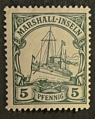 Travelstamps: GERMANY MARSHALL ISLANDS STAMPS Kaiser’s Yacht 5pf UnWMK MOGH