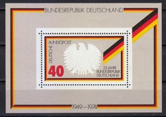 Germany 1974 MNH Mi Block 10 Sc 1145 Federal Eagle and Flag. Embossed **