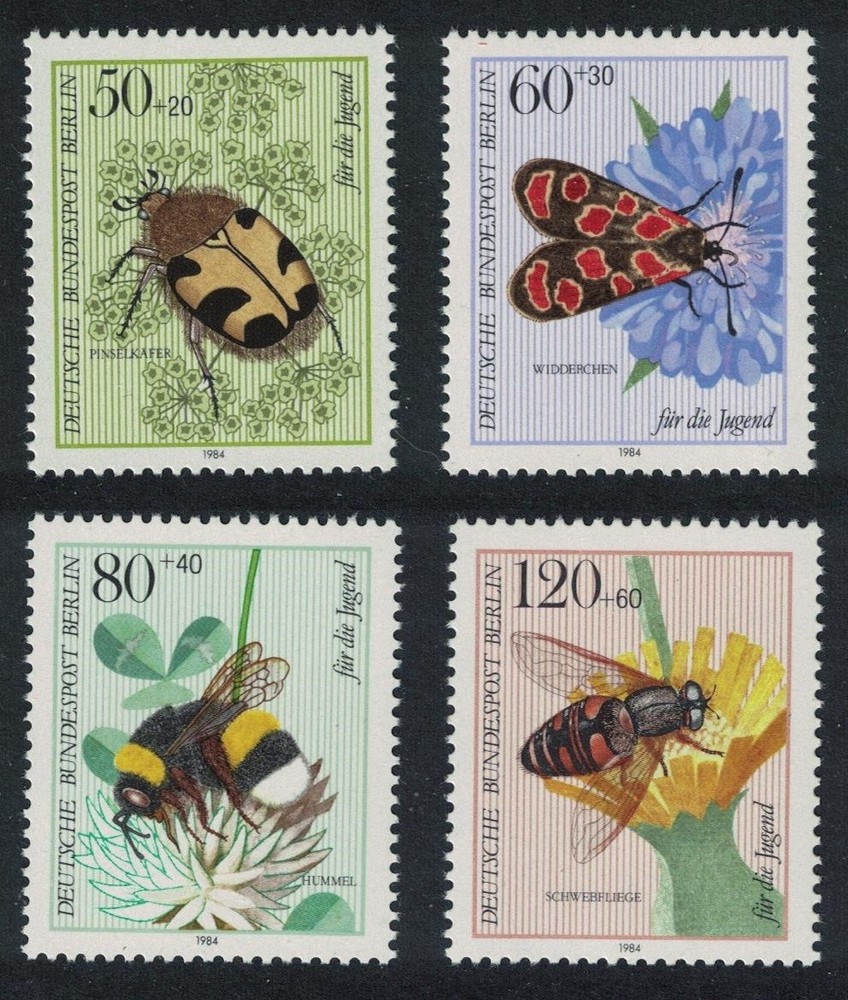 Berlin Bees Moths Beetle Pollinating Insects 4v 1984 MNH SG#B674-B677