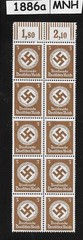 MNH WWII Official stamp block Sc 092 1942, PF03, Third Reich era Germany #1886a