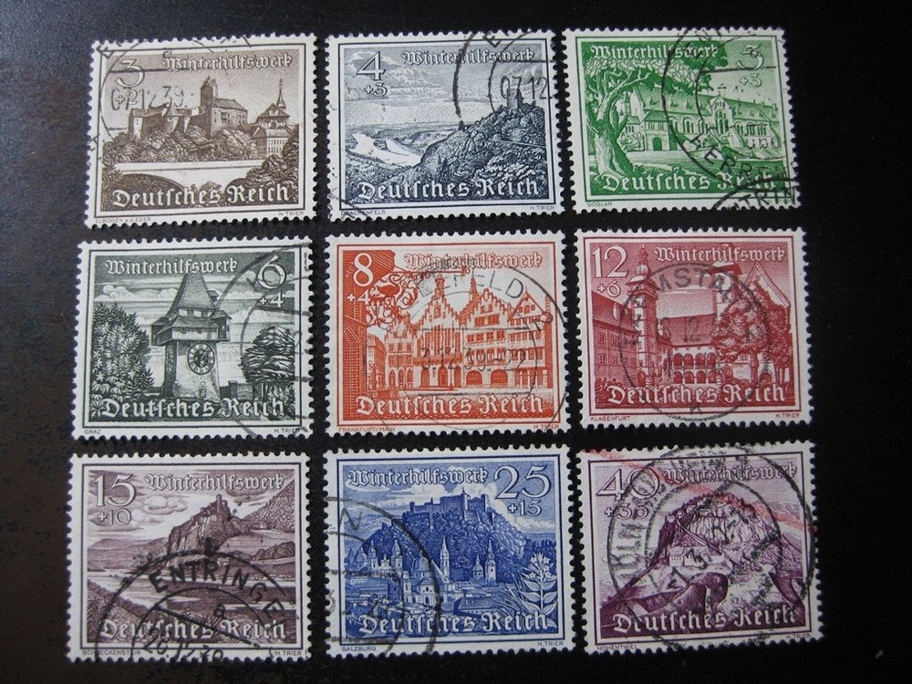 THIRD REICH 1939 Mi. #730-738 used Winterhilfswerk stamp set! CV $31.25