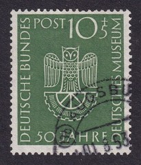 WEST GERMANY 1953 Science Museum 10pf+5pf Green SG 1089 Used (CV £40)