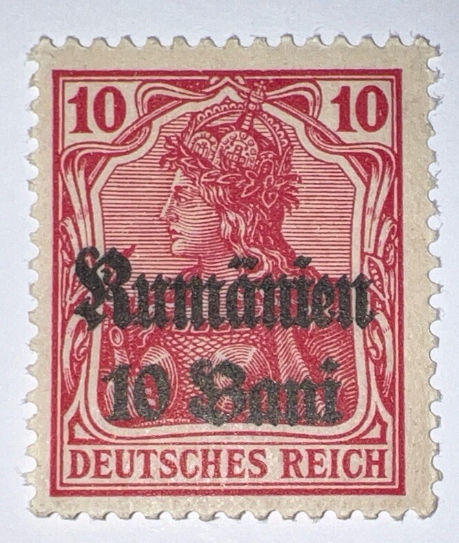 Travelstamps: 1918 Germany Stamps Romania 10 Bani on 10pf, Mint Original Gum NH