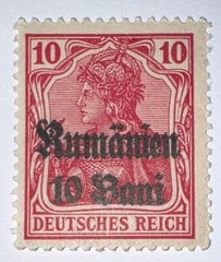 Travelstamps: 1918 Germany Stamps Romania 10 Bani on 10pf, Mint Original Gum NH