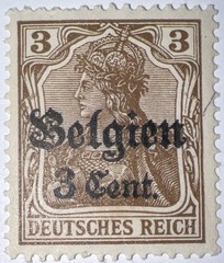Travelstamps: Germany Offices in Belgium Stamps, 3c on 3pf OP Mint MOGH Wmk