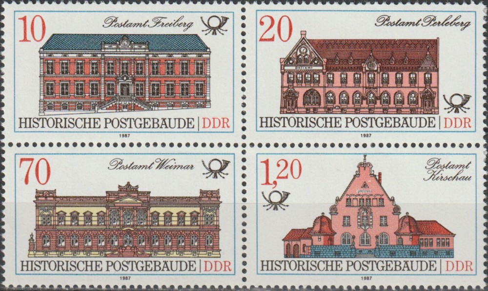 Germany-GDR Historical Postal Buildings 1987 MNH-5 Euro