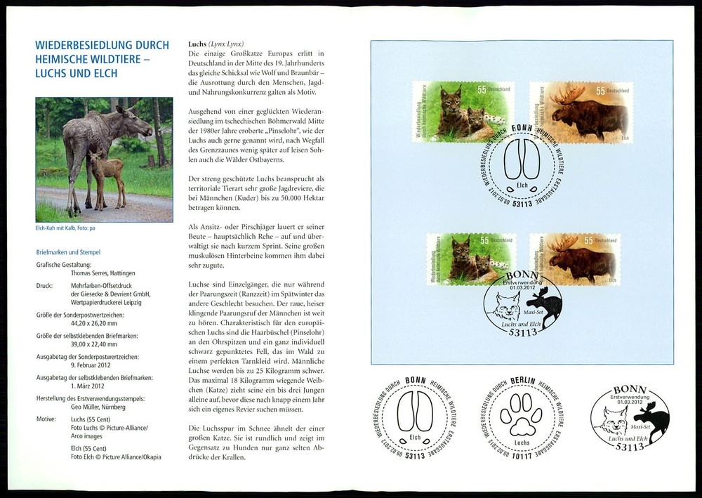 GERMANY FOLDER 2012/10 FAUNA WILD ANIMALS ELK MOOSE IYNX LUCHS ELCH NATURE