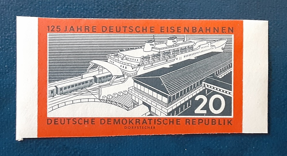 DDR Germany 1960 20Pf MHN Railway Imperforate Mi 805B Yt 520a Sg E537a XF 5082