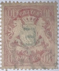 Travelstamps: 1908 Germany Bayern Railway Official Overprint Stamp #O3 Used 10pf