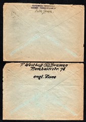 Pair of post-World War II covers – British Zone to US