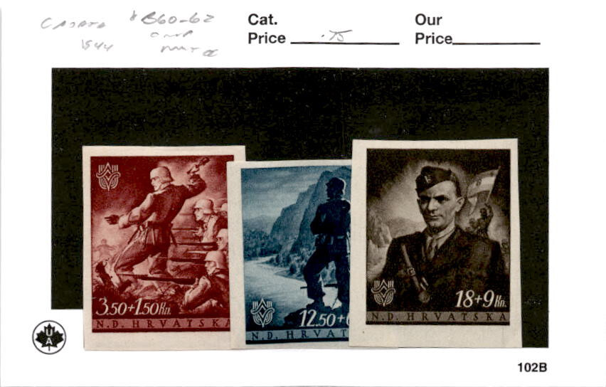 Croatia, Postage Stamp, #B60-B62 Mint Hinged, 1944 WWII German State (AB)
