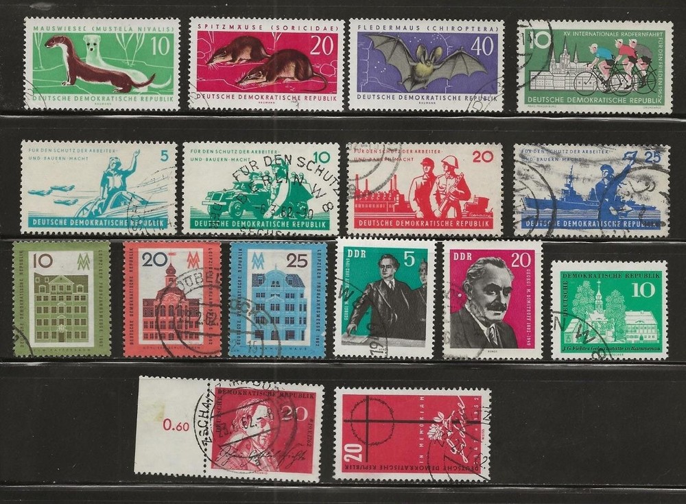 GERMANY DDR – 1962 USED POSTAGE STAMPS – SCOTT 592 / 607 – G388f