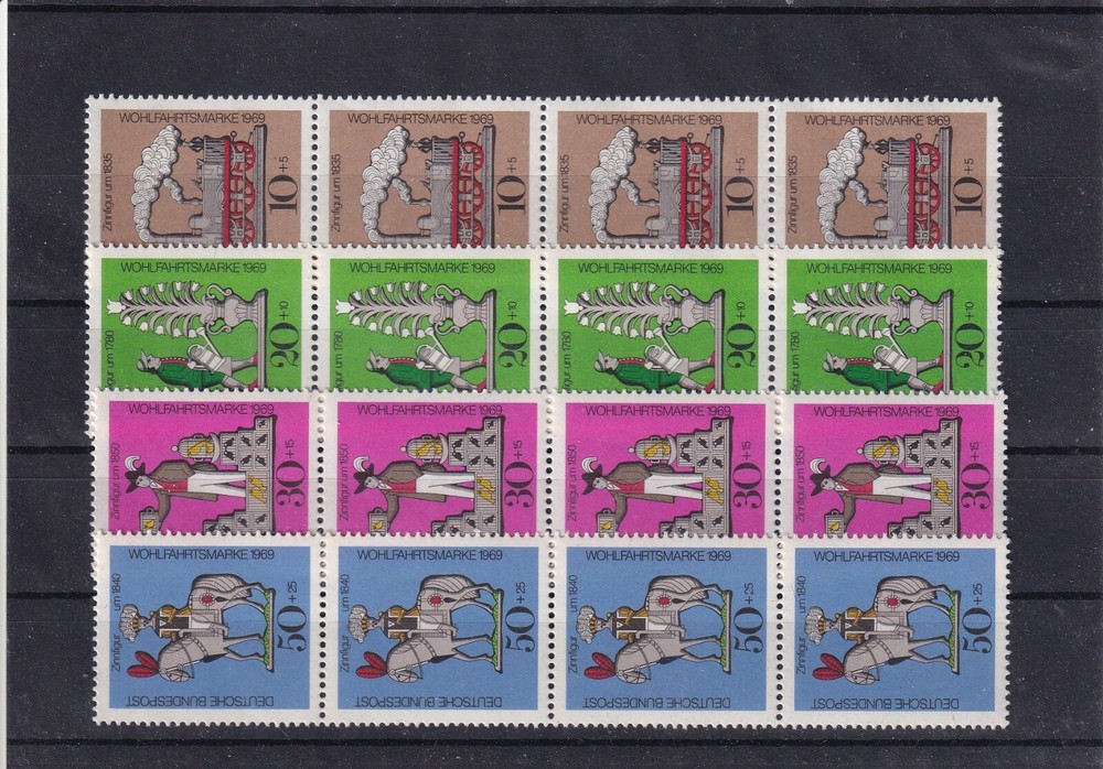 Bundesrepublik MNH ** 604-5 Scott B450-3 Tin toys strips of 4