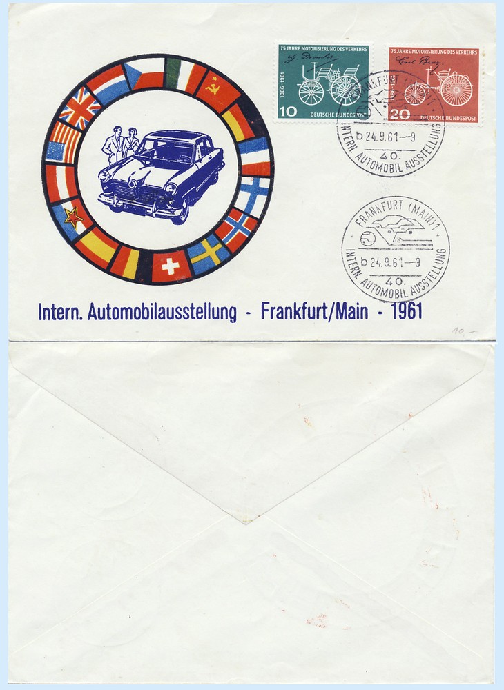 Germany 1961 #840-41 International Automobile Show Event Cover