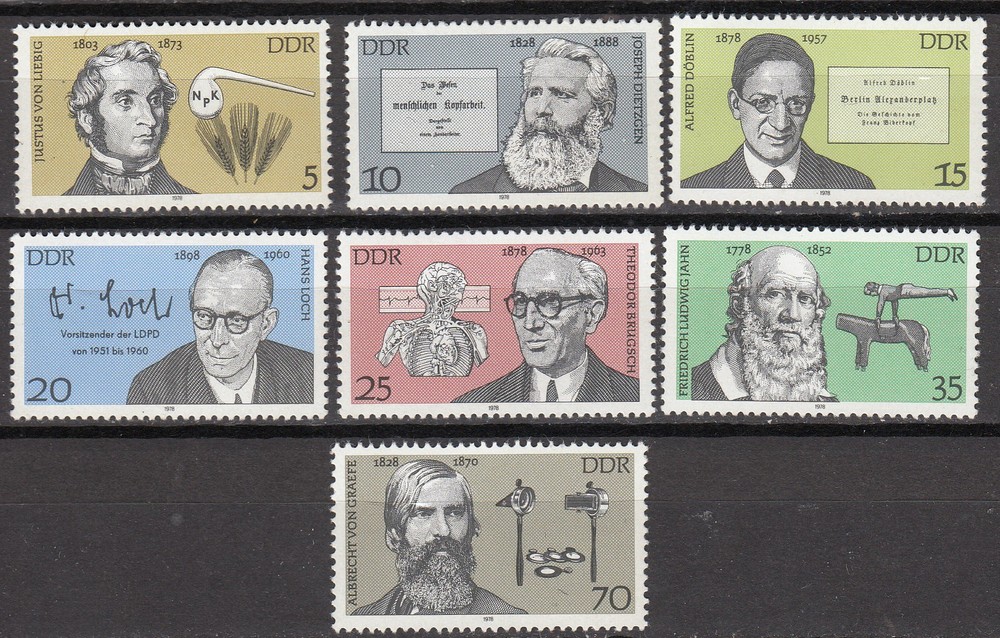 DDR #Mi2336-Mi2342 MNH 1978 German Personalities Scientists Authors [1926-1932]