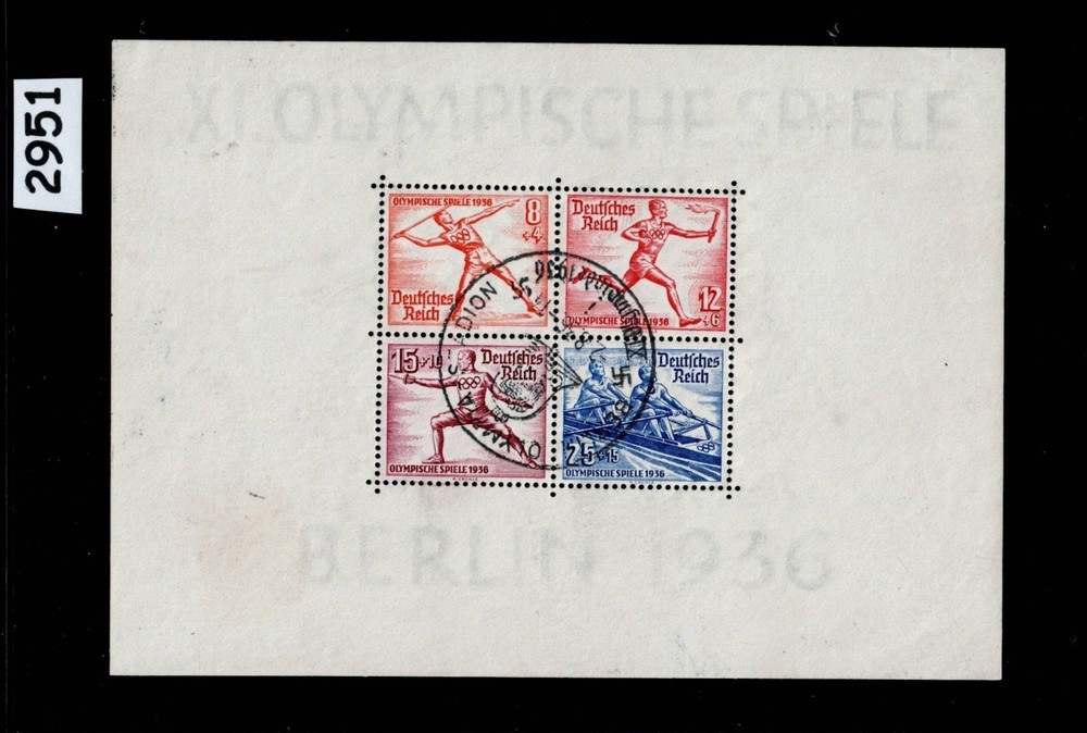 Stamp sheet Sc B91 1936 Summer Olympics Berlin Olympic stadium cancel #2951