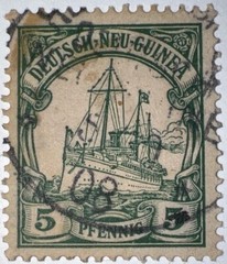 Travelstamps: GERMAN NEW GUINEA STAMPS Kaiser’s Yacht, 5 Pfennig UnWmk Used, Ng