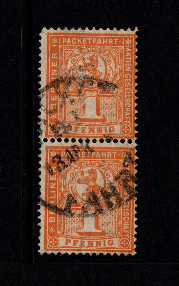 Germany Late 1890s 1p Berlin Private Post Horiz Pair / Wmk Step Lines – S58668