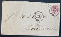 1867 Hamburg Germany Vintage Postal Stationery Cover To Tønder Denmark