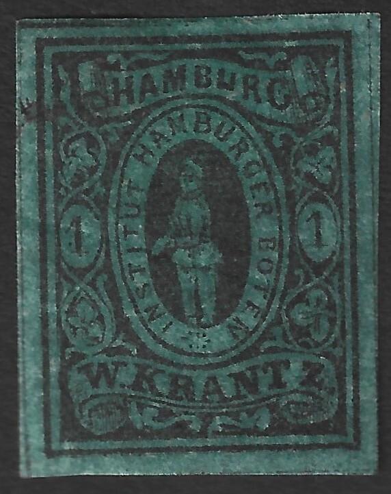 Germany HAMBURG Boten W. Krantz 1863 1pf local post stamp imperf #7