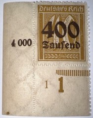 Travelstamps: 1923 Germany Deutsches Reich Stamps Mi: 300, 400 000 Mark, MOGNH