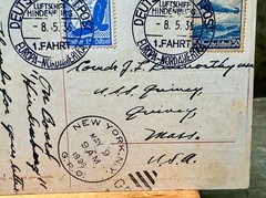 1936 Hindenburg 1st Flight Zeppelin postcard LZ 129 1. Fahrt Germany – N America