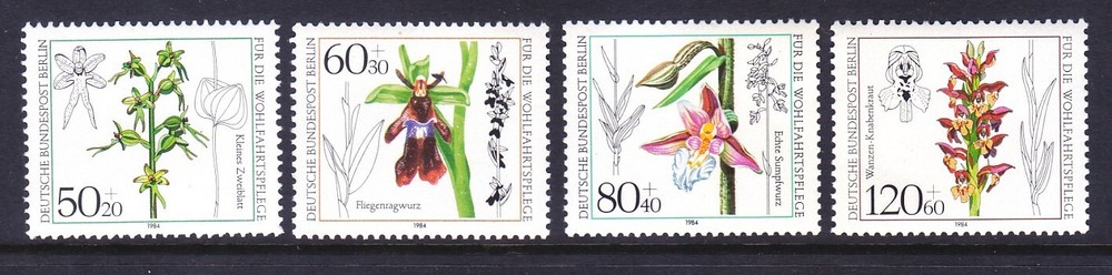 Germany Berlin 9NB216-19 MNH 1984 Various Orchids Full Set of 4