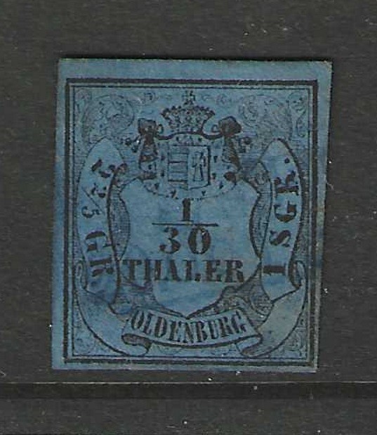 1852 German States OLDENBURG 1/30 Groschen issue used, $ 142.00