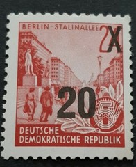 East Germany Stamp rare CARMINE RED „E over T „Litho 1954 issued in error