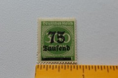 German Empire Inflation Overprint 75 Saufend on 300 Mark Stamp Green /S36