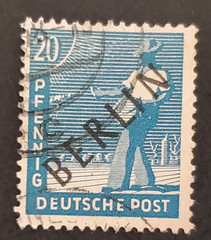 Germany, nice Black Berlin overprint on 20 pfg blue