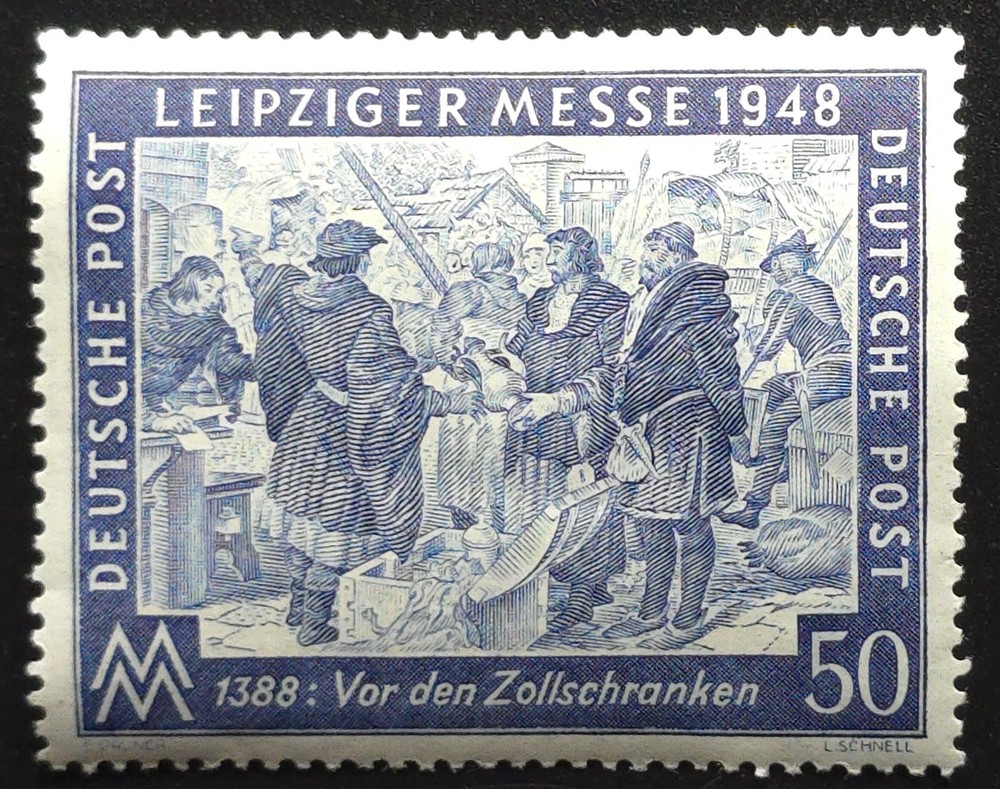 Germany – 1948 Scott 10N20 Leipzig Fair Vor den Zollschranken 50pf Blue – Stamp