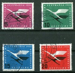 Bundle No. 205 – 208 Cleanly Canceled BRD 1955 Lufthansa Airplane