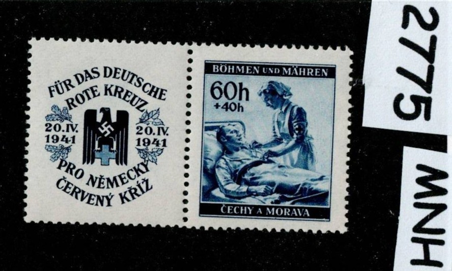 MNH stamp 1941 Sc B3 Red Cross Nurses WWII Germany Occupation of BaM #2775
