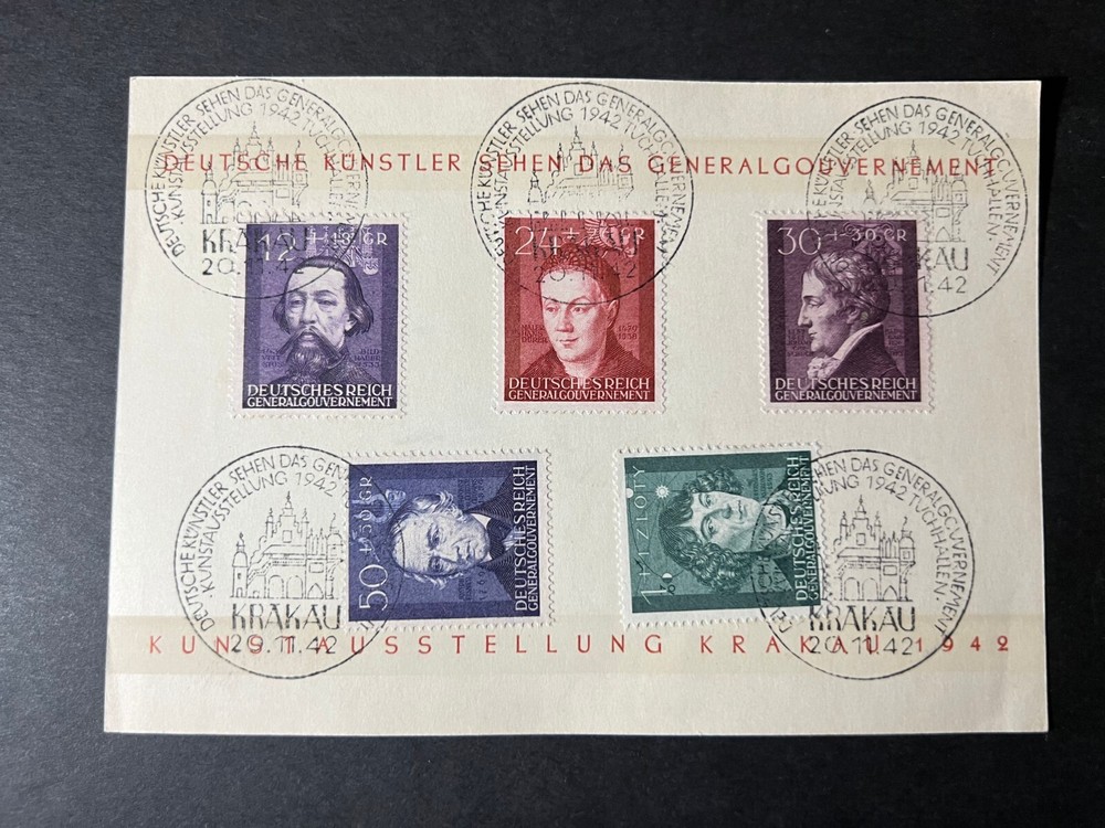 1942 German Controlled Poland WWII General Government Cover Stamp Sheet Krakau