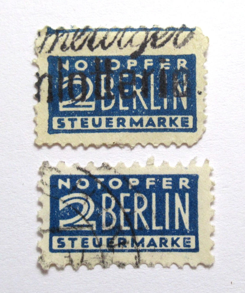 Germany Scott RA5 Notopfer 2 Berlin Steuermarke Postal Tax Revenue Stamps Pair
