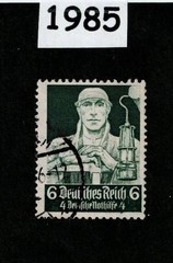 Used Stamp B62 Coal Miner Professions Third Reich era Germany 1934 #1985