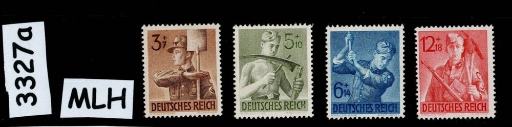 MLH stamp set B237-B240 WWII Germany Hitler youth Reich Labor service #3327a