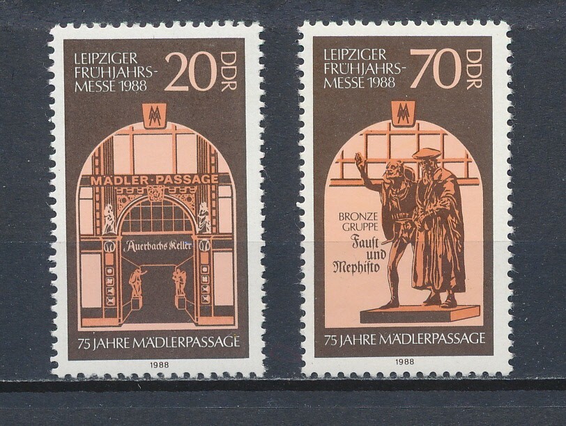 Germany DDR 2660-1 MNH, Madler Passage & Bronze Statue, 1988