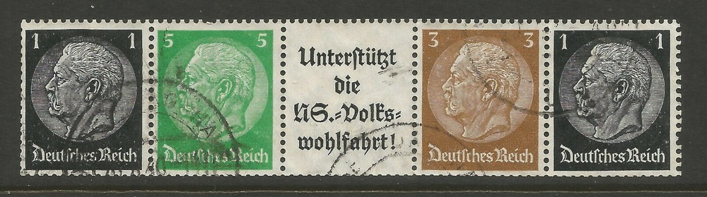 GERMANY 1939/1940, HINDENBURG SE-TENANT STRIP , USED (o)