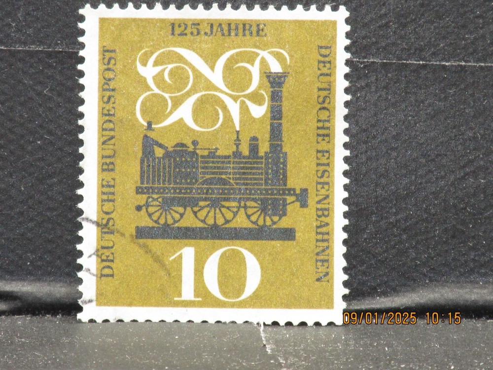 The listing:(1)1960 German railway 125th anniversary-10Pf-Postage Stamp-LH