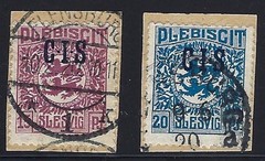 Schleswig, Scott #O5 and O6, Officials, Used on Piece, both are Signed Grueber