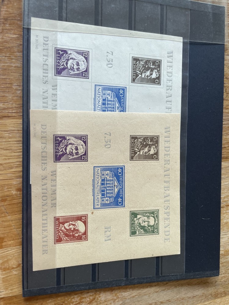 Germany Weimar National Theatre Aufbauspende blocks of both paper types