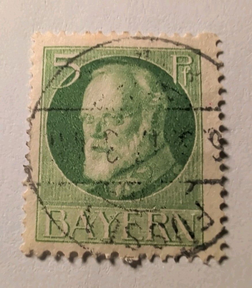 1914 German State of Bavaria Postage Stamp King Ludwig III 5 Mark Bayern