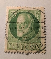 1914 German State of Bavaria Postage Stamp King Ludwig III 5 Mark Bayern