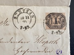 1870 Prussia DOUBLE USED Official Wrapper STETTIN NAUGARD NOWOGARD North German