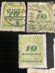 9 MILLIARDEN, Weimar Republic Era German, 1918 – 1923,hyper-inflation stamps
