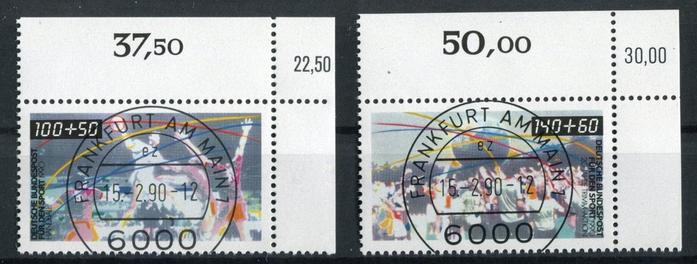 Bund 1449-1450 KBWZ Handball Full Stamp Mint Margin Eckrand Corner 2 BRD